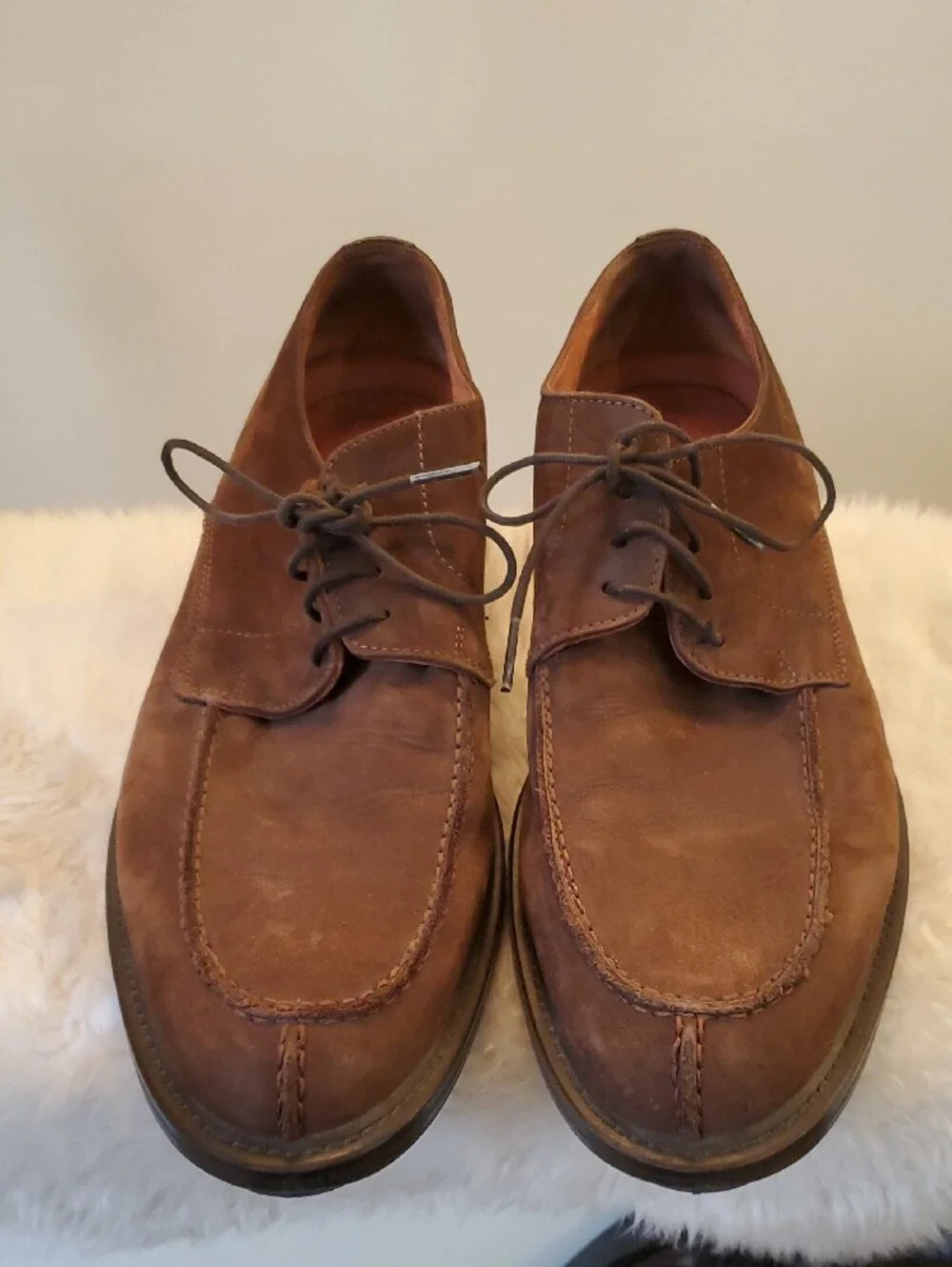 Johnston & Murphy Brown Leather Derby Moc Toe Shoes